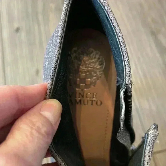 Vince Camuto Leather Black, Gray, and Silver Sparkling  Booties | Size 8.5 - Picture 8 of 13